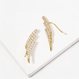 Gold Dipped Stone Paved Triple Bar Ear Crawlers