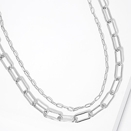 Gold Dipped Brass Metal Double Paperclip Chain Necklace