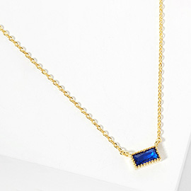 Gold Dipped CZ Baguette Stone Pendant Necklace