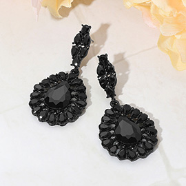 Teardrop Stone Accent Dangle Evening Earrings