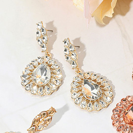Teardrop Stone Accent Dangle Evening Earrings