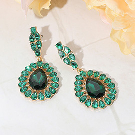Teardrop Stone Accent Dangle Evening Earrings
