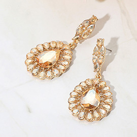 Teardrop Stone Accent Dangle Evening Earrings