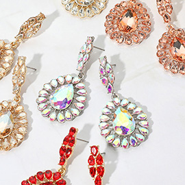 Teardrop Stone Accent Dangle Evening Earrings