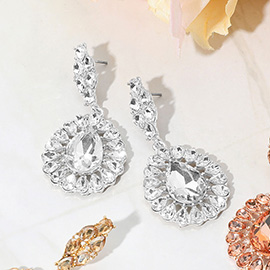 Teardrop Stone Accent Dangle Evening Earrings