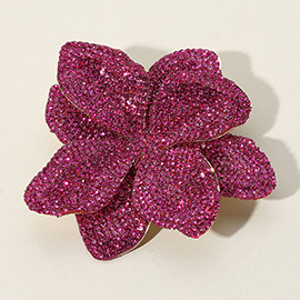 Stone Paved Flower Pin Brooch / Alligator Snap Hair Clip
