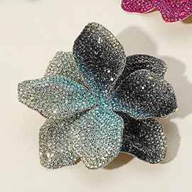 Stone Paved Flower Pin Brooch / Alligator Snap Hair Clip