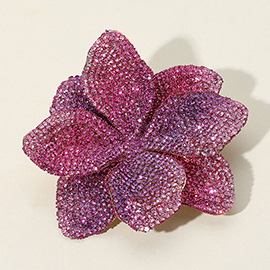 Stone Paved Flower Pin Brooch / Alligator Snap Hair Clip