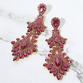 Marquise Stone Accented Dangle Evening Earrings