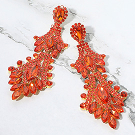 Marquise Stone Accented Dangle Evening Earrings
