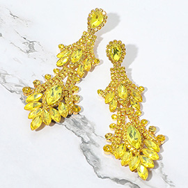Marquise Stone Accented Dangle Evening Earrings