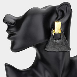 Marbled Resin Triangle Door Knocker Earrings