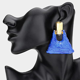 Marbled Resin Triangle Door Knocker Earrings