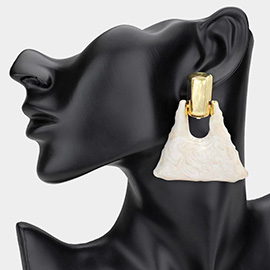 Marbled Resin Triangle Door Knocker Earrings