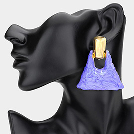 Marbled Resin Triangle Door Knocker Earrings