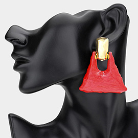 Marbled Resin Triangle Door Knocker Earrings