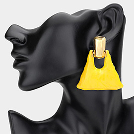 Marbled Resin Triangle Door Knocker Earrings