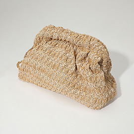 Soft Woven Raffia Slouchy Pouch Bag / Crossbody Bag