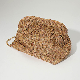 Soft Woven Raffia Slouchy Pouch Bag / Crossbody Bag