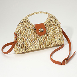Metallic Woven Straw Handbag / Crossbody Bag
