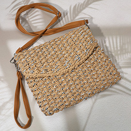 Metallic Raffia Woven Clutch Bag / Crossbody Bag
