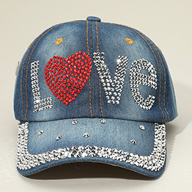 Bling Studded LOVE Message Glam Baseball Cap
