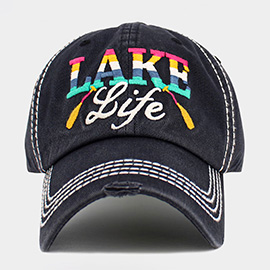 LAKE Life Message Vintage Baseball Cap