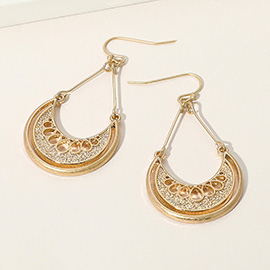 Boho Metal Crescent Cutout Drop Dangle Earrings