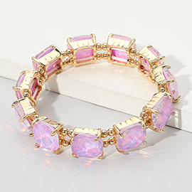 Cushion Square Stone Stretch Evening Bracelet