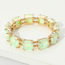 Cushion Square Stone Stretch Evening Bracelet