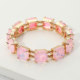 Cushion Square Stone Stretch Evening Bracelet