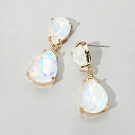 Double Teardrop Link Dangle Evening Earrings