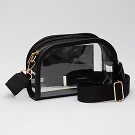 Faux Leather Transparent Crossbody Camera Bag