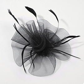 Mesh Flower Feather Mesh Fascinator / Headband