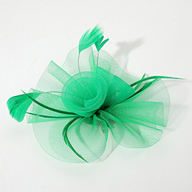 Mesh Flower Feather Mesh Fascinator / Headband