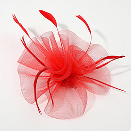 Mesh Flower Feather Mesh Fascinator / Headband