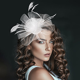 Mesh Flower Feather Mesh Fascinator / Headband