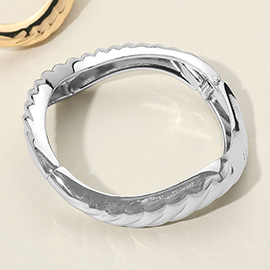 Textured Metal Sculptural Hinged Bangle Bracelet