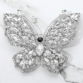 Multi Stone Embellished Butterfly Pin Brooch