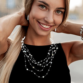 Lightweight Layered Floating Bead Statement Necklace