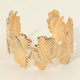 Textured Metal Leaf Cuff Bracelet