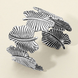 Textured Metal Leaf Cuff Bracelet