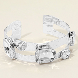 Stone Cluster Embellished Split Arm Cuff Bracelet
