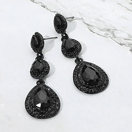 Teardrop Glass Stone Link Drop Dangle Evening Earrings