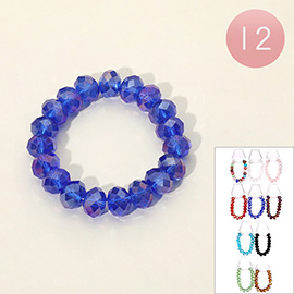 12PCS - Faceted Beaded Stretch Bracelets
