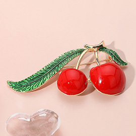 Enamel Cherry Pin Brooch