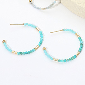 Faceted Beaded Hoop Earrings