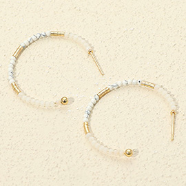 Faceted Beaded Hoop Earrings