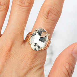 Oval Cut Stone Adjustable Ring