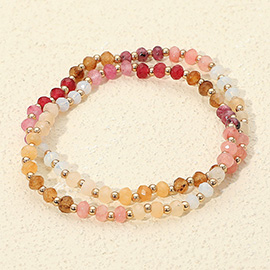 2PCS - Faceted Beaded Stretch Multi Layered Bracelets